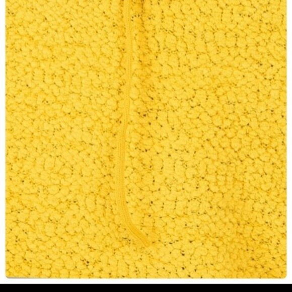 Womens Mustard Yellow Fuzzy Knit Hooded Pullover Sweater W/Drawstring & Long - Picture 7 of 7